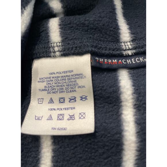 Land's End Navy/White 1/4 zip fleece pullover M/T 10-12 - Picture 4 of 8